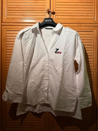Camisa Zara Blanca con Bordado Z1975