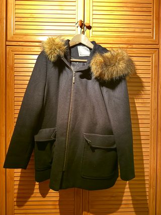 Abrigo El Corte Inglés Negro y Marrón