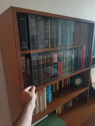 Mueble Comoda Libreria Vintage Madera Cristal