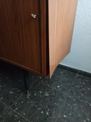 Mueble Comoda Libreria Vintage Madera Cristal