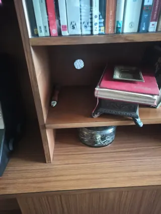 Mueble Comoda Libreria Vintage Madera Cristal