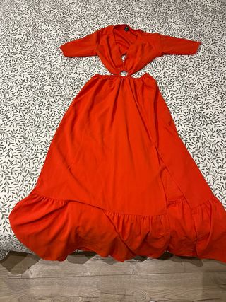 Vestido naranja con aberturas talla S