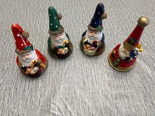 Set 4 Campanelle Babbo Natale Ceramica