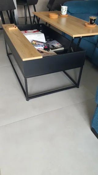 Mesa de centro elevable madera y metal