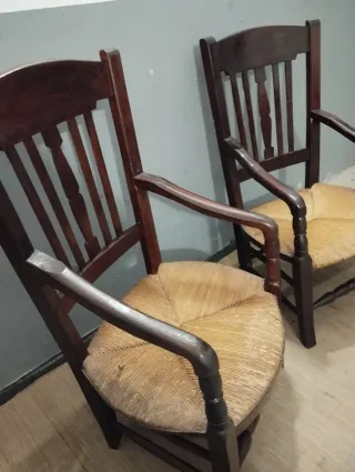 2 Butacas antiguas asiento de enea