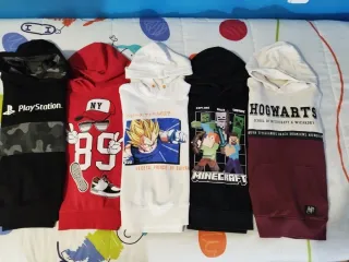 Lote 5 Sudaderas Temáticas (PlayStation, DBZ, Mine