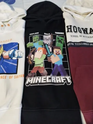 Lote 5 Sudaderas Temáticas (PlayStation, DBZ, Mine