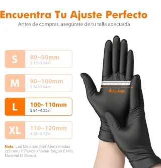 GRIFEMA Guantes Nitrilo Negros Talla L (100 uds)