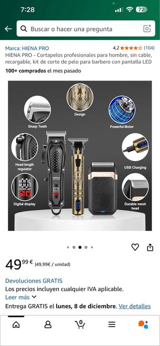 HIENA PRO Cortapelos Profesional Hombre LED