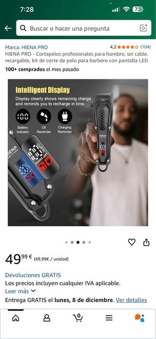 HIENA PRO Cortapelos Profesional Hombre LED