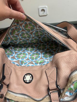 Bolso/Mochila Portadocumentos Rosa y Blanco