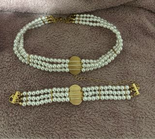 Collar y pulsera Fallera Perlas y Dorado