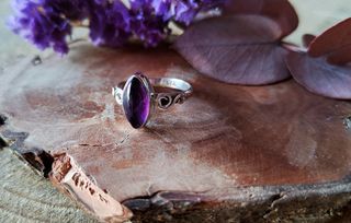 Anillo Plata Ley Amatista Rombo