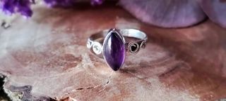 Anillo Plata Ley Amatista Rombo