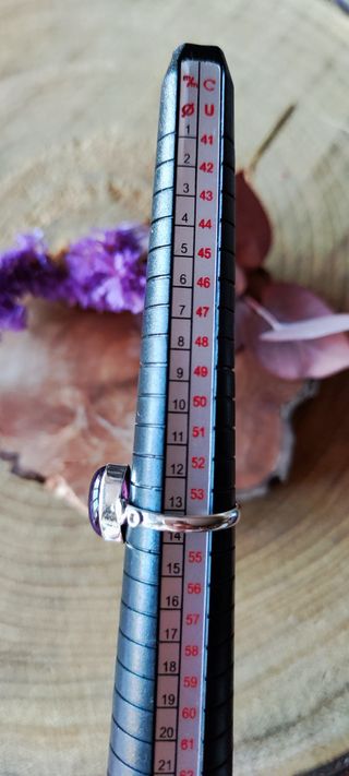 Anillo Plata Ley Amatista Rombo