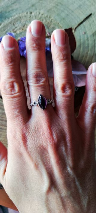 Anillo Plata Ley Amatista Rombo
