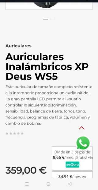 Auriculares inalámbricos WS5 para XP DEUS