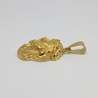 Colgante Oro 14k Cabeza Cristo Flor
