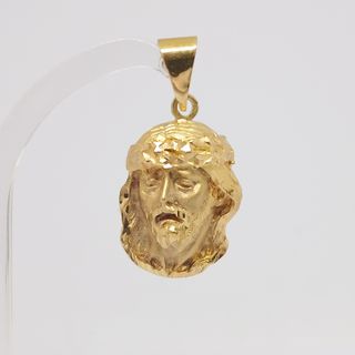 Colgante Oro 14k Cabeza Cristo Flor