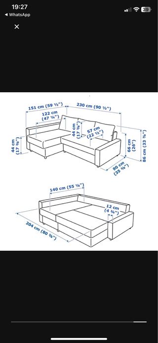 Divano letto IKEA Grigio in Tessuto