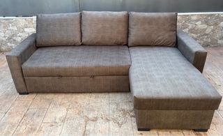 Sofá cama chaiselongue marrón