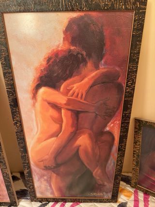 Cuadros al óleo pareja abrazada