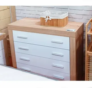 Cómoda Cajonera Madera y Blanca