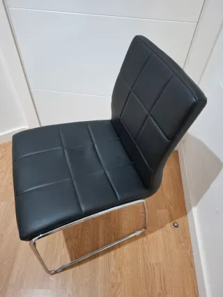 Juego de 2 Sillas Comedor Polipiel Negra