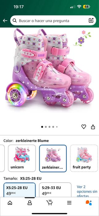 Patines ajustables rosa talla 27-31