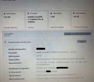 MSI PE60 7RD Portátil i7 GTX1050 Plata
