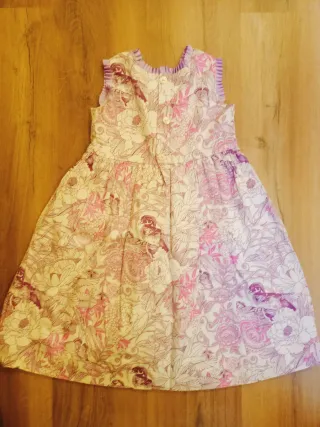 Vestido niña estampado flores y pájaros