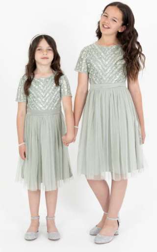 Vestido Maya Deluxe Niña Verde Salvia