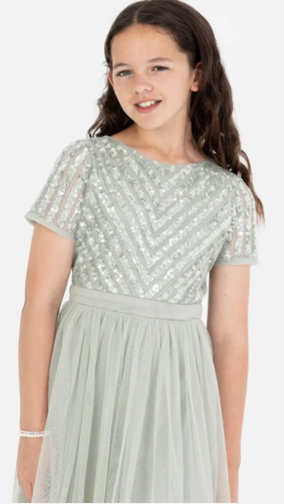 Vestido Maya Deluxe Niña Verde Salvia