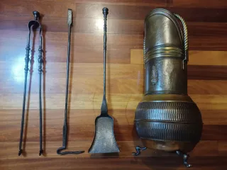 Set de Chimenea Victoriano en Cobre y latón