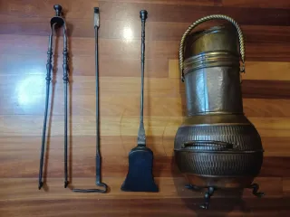 Set de Chimenea Victoriano en Cobre y latón