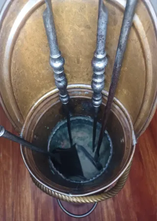 Set de Chimenea Victoriano en Cobre y latón