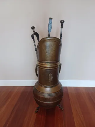 Set de Chimenea Victoriano en Cobre y latón