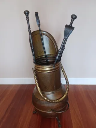 Set de Chimenea Victoriano en Cobre y latón