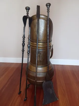 Set de Chimenea Victoriano en Cobre y latón