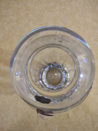 Jarrón Cristal Grueso Tallado Plata Ley 925