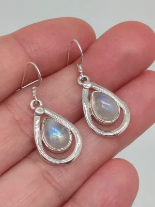 Pendientes Plata Ley 925 y Piedra Luna