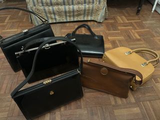 Lote 6 Bolsos Vintage Piel Negro y Marrón