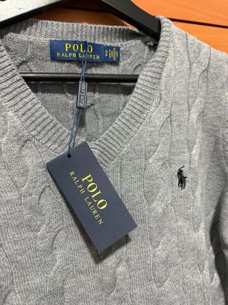Jersey Polo Ralph Lauren gris trenzado