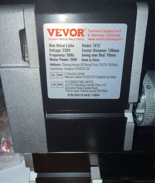 Mini Torno Metal VEVOR 36W 20.000 RPM