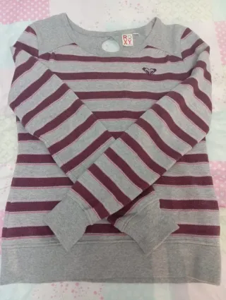 Sudadera Roxy Rayas Gris y Rosa