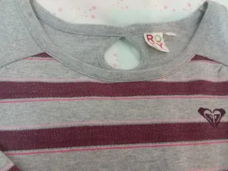 Sudadera Roxy Rayas Gris y Rosa