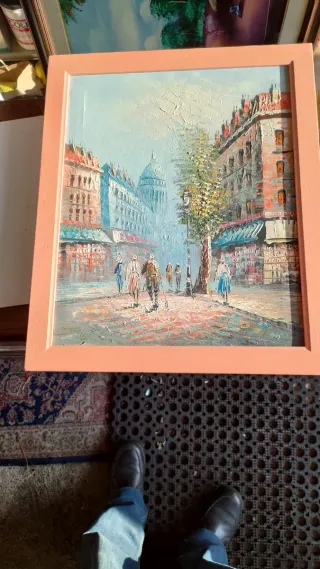 Dipinto acrilico Parigi microspatolato 47x57