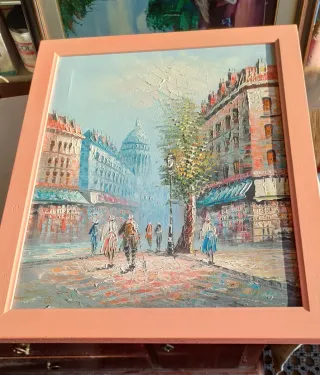 Dipinto acrilico Parigi microspatolato 47x57