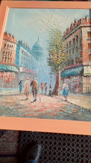Dipinto acrilico Parigi microspatolato 47x57