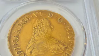 8 Escudos Oro Fernando VI 1751 S ENCAPSULADA AU 58